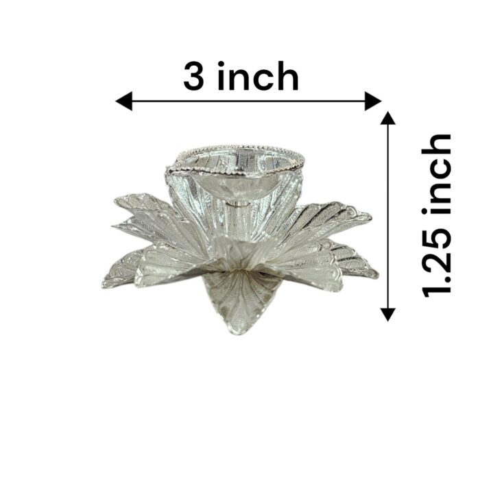 Pure silver diya - Flower-large