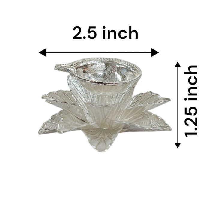 Pure Silver Diya - Flower