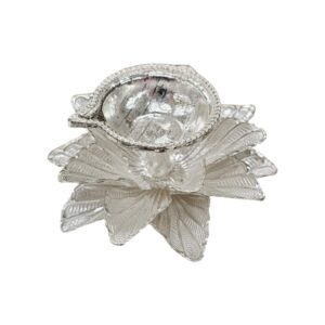 Pure Silver Diya - Flower