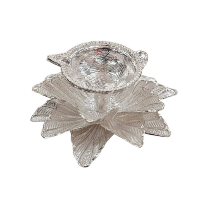 Pure Silver Diya - Flower