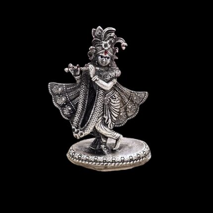 Oxidized Pure silver Krishna idol