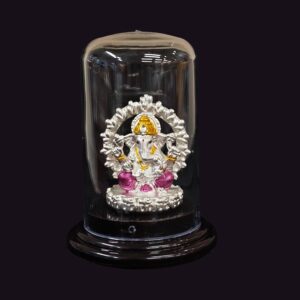 Silver Ganesh Car Dashboard Idol