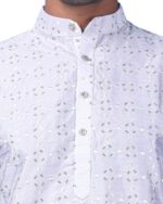 White party wear sequin Men kurta