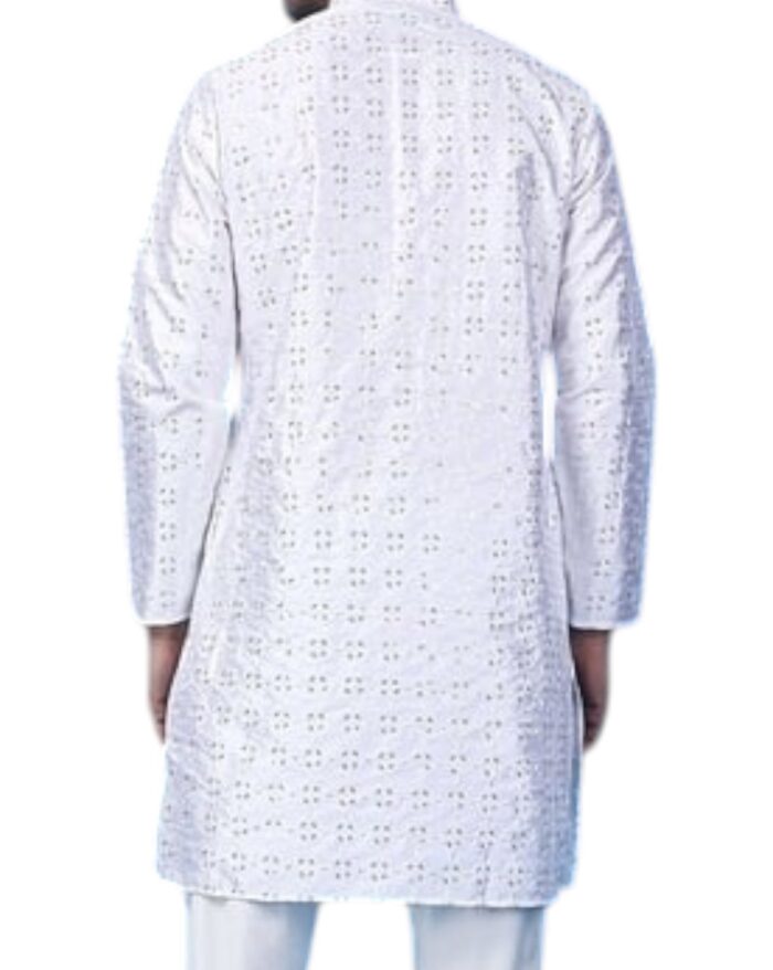 White party wear sequin Men kurta