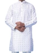 White party wear sequin Men kurta