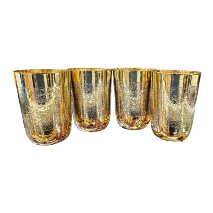 Set of 4 Premium Brass Tumblers with Elegant Embossing