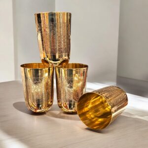 Set of 4 Premium Brass Tumblers with Elegant Embossing