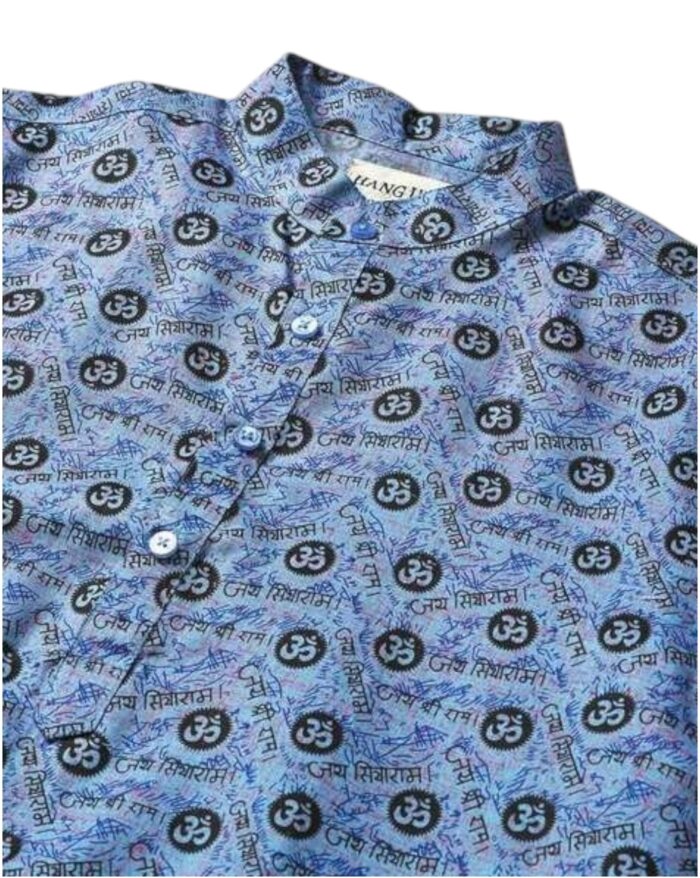 Jai Shri Ram - Blue Mens Kurta