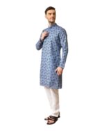 Jai Shri Ram - Blue Mens Kurta