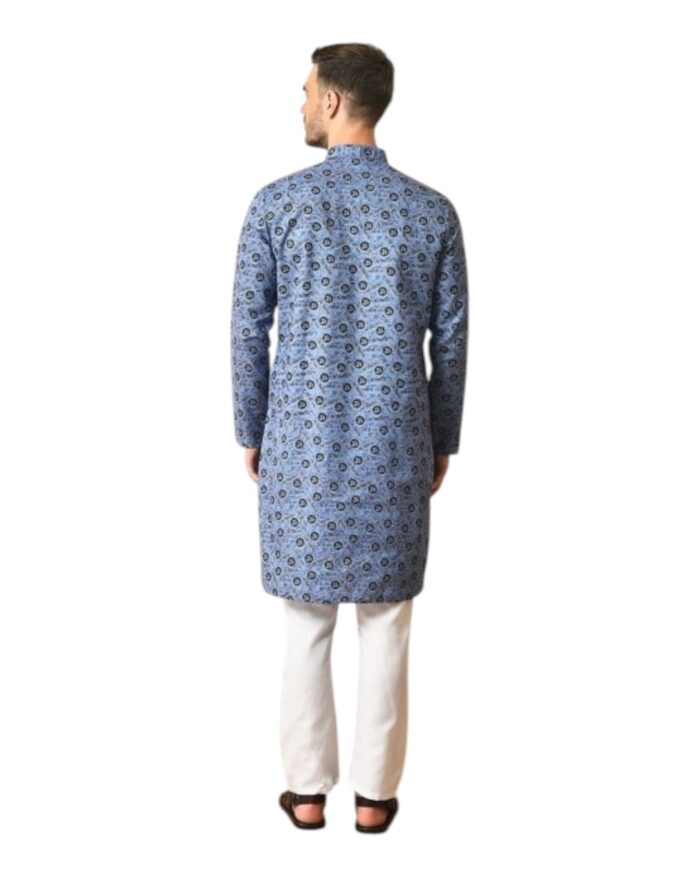 Jai Shri Ram - Blue Mens Kurta