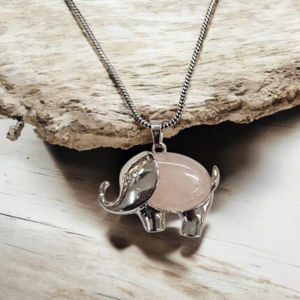 Rose Quartz Elephant Necklace