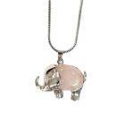 Rose Quartz Elephant Necklace