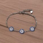 Sterling silver Bracelet - Evil eye charms