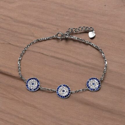 Sterling silver Bracelet - Evil eye charms