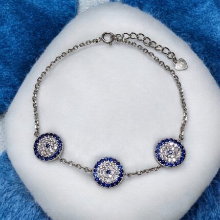 Sterling silver Bracelet - Evil eye charms