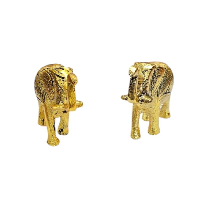 Pair of Gold Powder-Coated Metal Elephant Idols