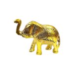 Pair of Gold Powder-Coated Metal Elephant Idols