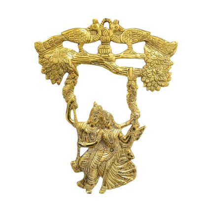 Radha Krishna on Jhula | Metal Wall Hanging