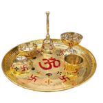 Etched Brass Pooja Thali set