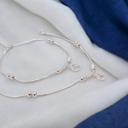 Pair of pure sterling silver anklets | Silver Anklets for adults | Gift for her | Silver Jewelry