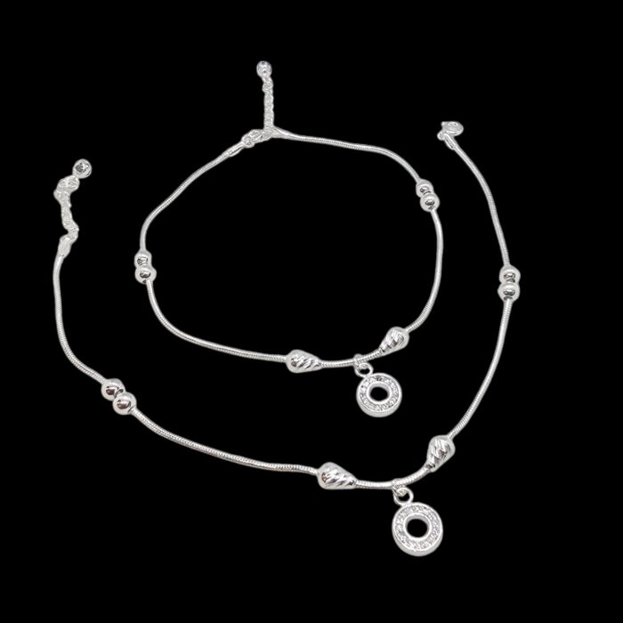 Pair of pure sterling silver anklets | Silver Anklets for adults