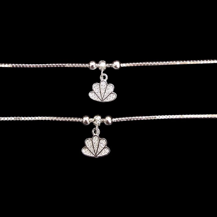 Pair of 925 sterling silver anklets | Pure Silver Anklets for adults | Gift for her | Silver Jewelry