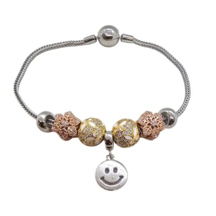 925 Sterling Silver Bead Charm Bracelet | Rose Gold Finish | Gift for her