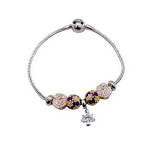 925 Sterling Silver Bead Charm Bracelet | Rose Gold Finish | Gift for her