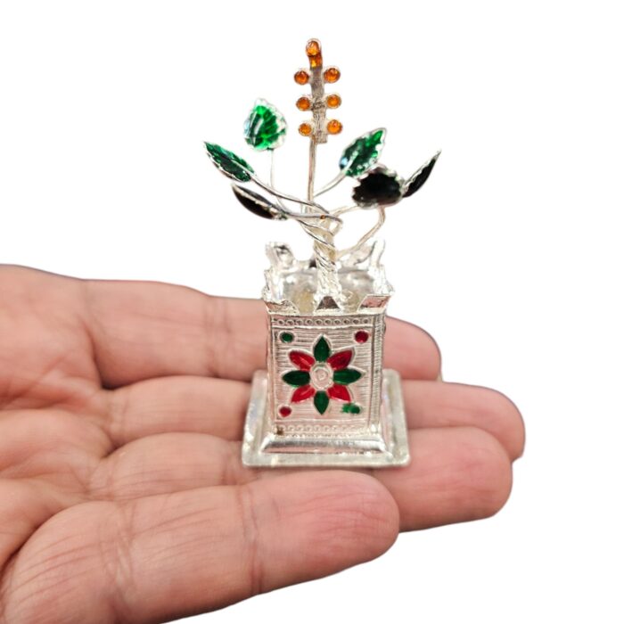 Pure Silver Tulsi Plant – 7 cm