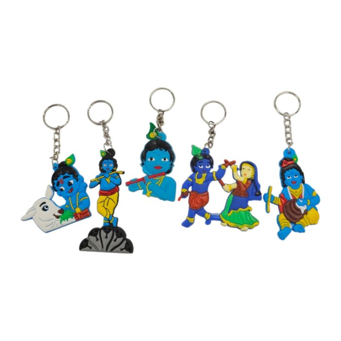 Krishna Rubber Keychains - Set of 5 | Ideal Return Gift | Janmashtami Return Gift