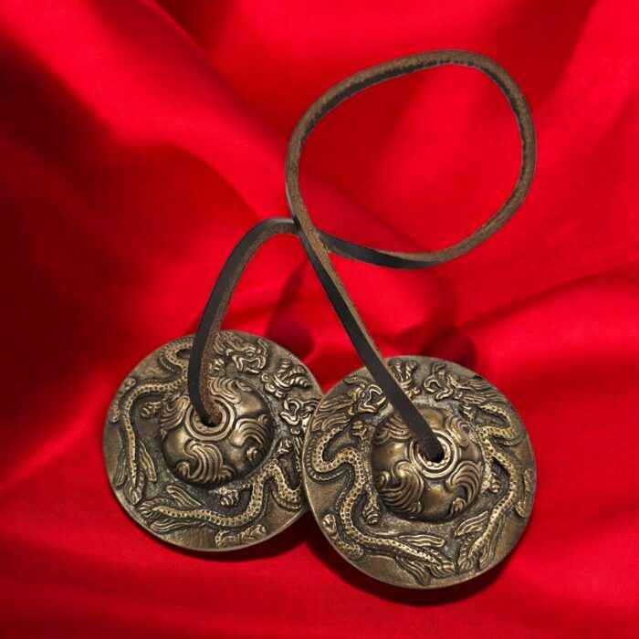 Handmade Bronze Tingsha Bell – 6.6 cm - Dragon | Tibetan hand cymbals