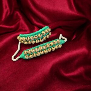 Dance Ghungroo with green pads - 2 line | Traditional Indian Dance Ghungroo for Bharatnatyam