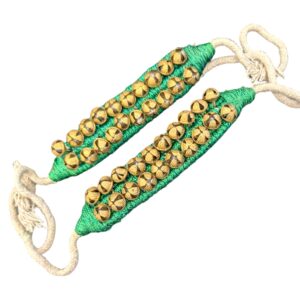 Dance Ghungroo with green pads - 2 line | Traditional Indian Dance Ghungroo for Bharatnatyam