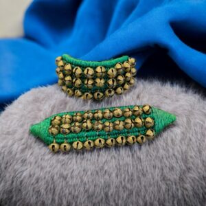 Dance Ghungroo with Green Cushion Pads - 3 line | Traditional Indian Dance Ghungroo for Bharatnatyam