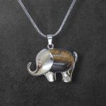 Natural Tiger Eye Elephant Pendant Necklace