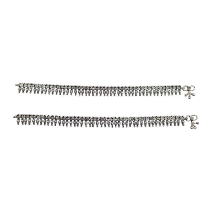 Elegant Traditional Anklets - Oxidized 925 Sterling Silver | Silver Anklets for Adults