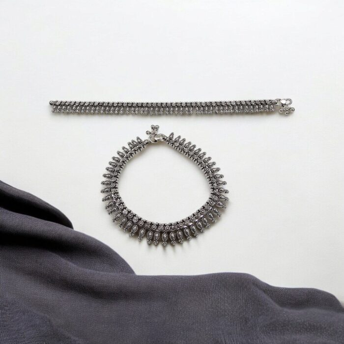 Elegant Traditional Anklets - Oxidized 925 Sterling Silver | Silver Anklets for Adults