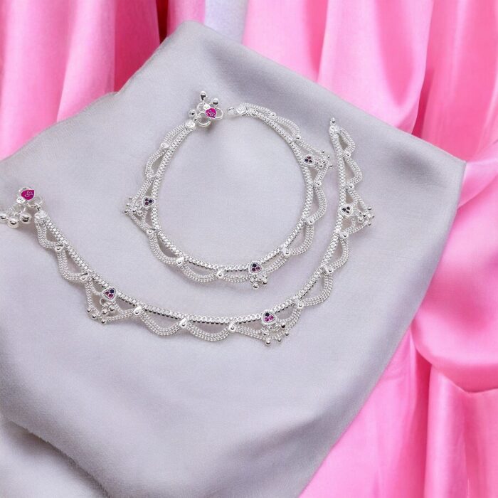 Pair of 925 sterling silver anklets | Pure Silver Anklets for adults | Gift for her | Chandi ki payal