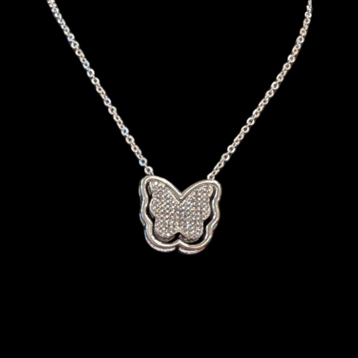 Pure Silver Butterfly Pendant with Chain | 925 Sterling Silver Necklace