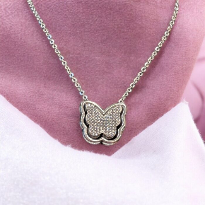 Pure Silver Butterfly Pendant with Chain | 925 Sterling Silver Necklace