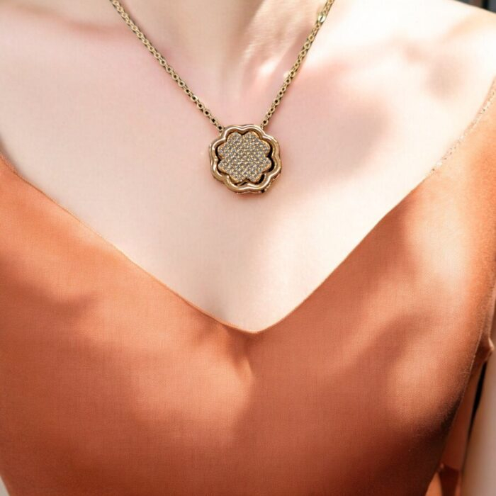 Sterling Silver Necklace | Rosegold Flower Pendant and Chain
