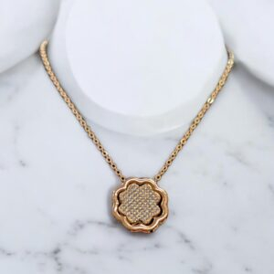 Sterling Silver Necklace | Rosegold Flower Pendant and Chain