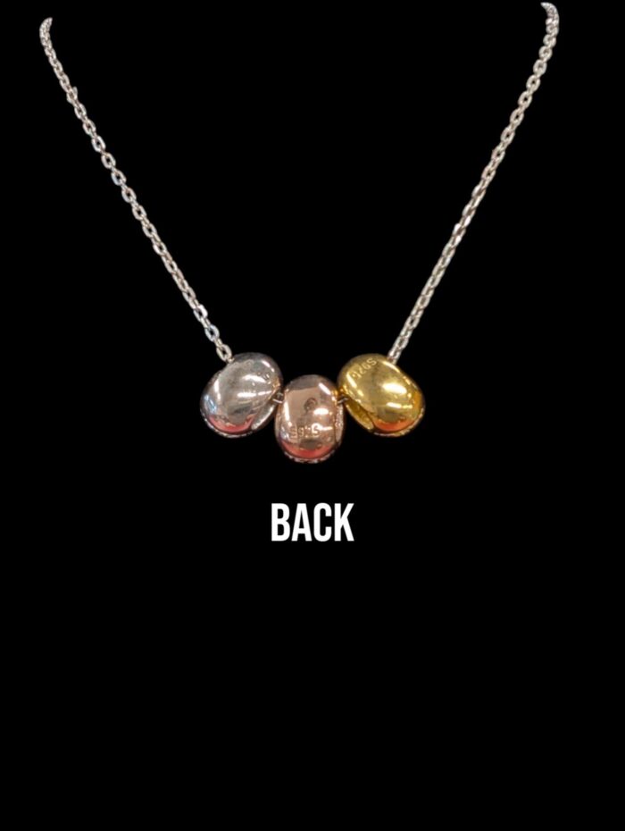 Sterling Silver Tricolor Pendants-Oval with Chain | 925 Sterling Silver | Gift for her