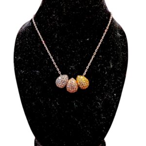 Tricolor Pendants-drops with Pure Silver Chain | 925 Sterling Silver