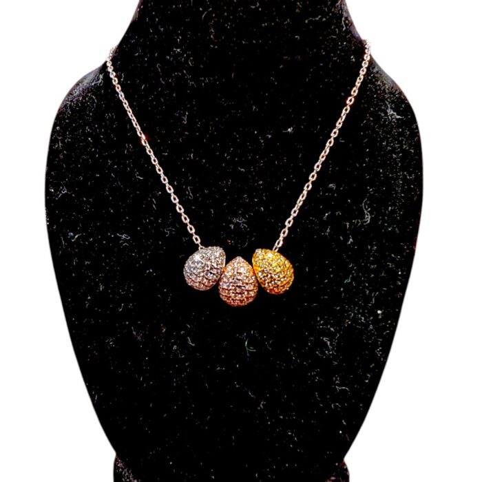 Tricolor Pendants-drops with Pure Silver Chain | 925 Sterling Silver