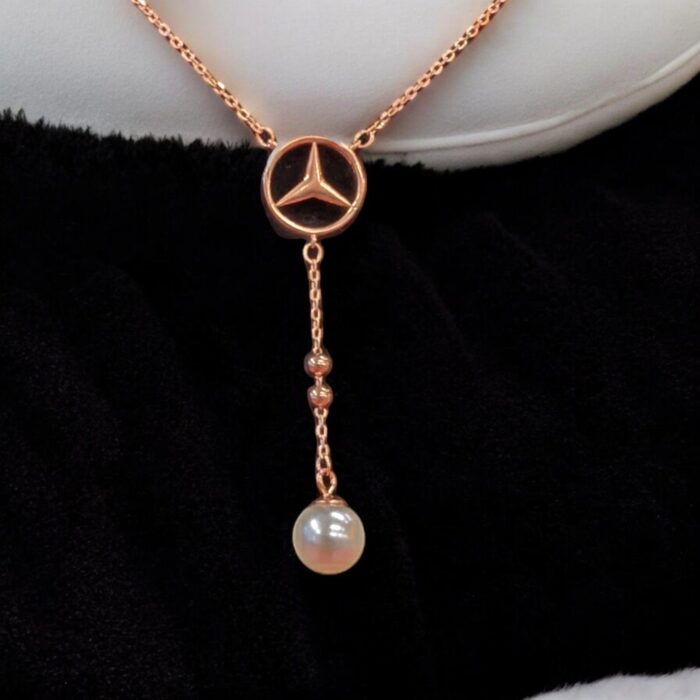 Tri Pendant with drop Pearl with Rose gold polish | 925 Sterling Silver