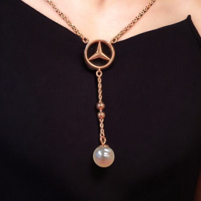 Tri Pendant with drop Pearl with Rose gold polish | 925 Sterling Silver