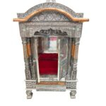 Wooden Silver Oxidized Temple with Doors - Image 6