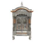 Wooden Silver Oxidized Temple with Doors - Image 2