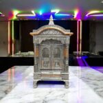 Wooden Silver Oxidized Temple with Doors